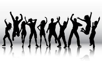 Silhouettes of people dancing